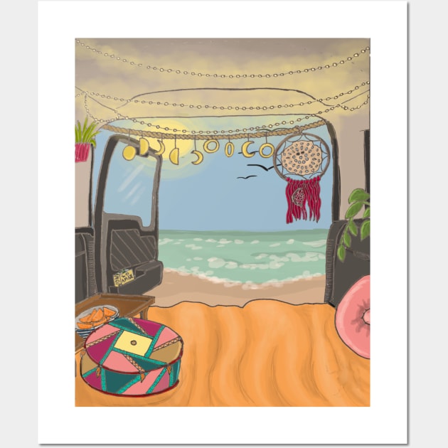 Camper Van Life - at the beach Wall Art by Ethereal Designs